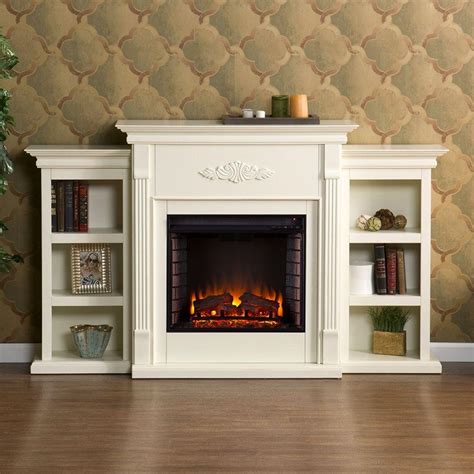 tall electric fireplace with storage